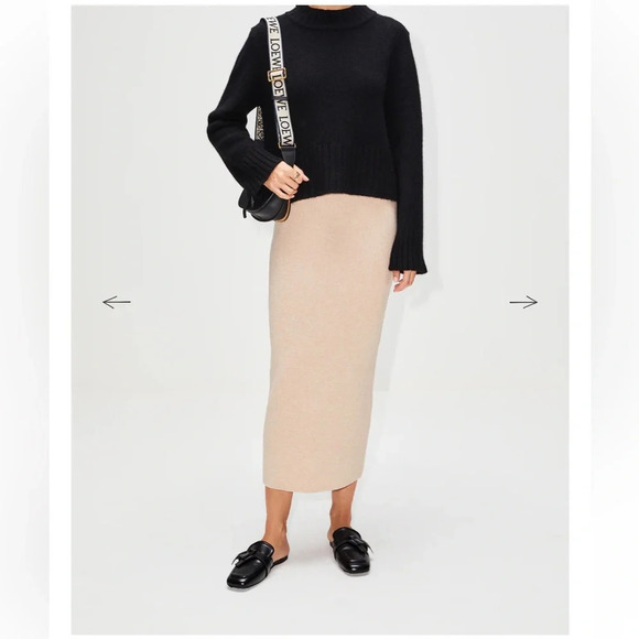 Elyse Walker Daphne Sweater Maxi Dress Cream Size M - Picture 4 of 9